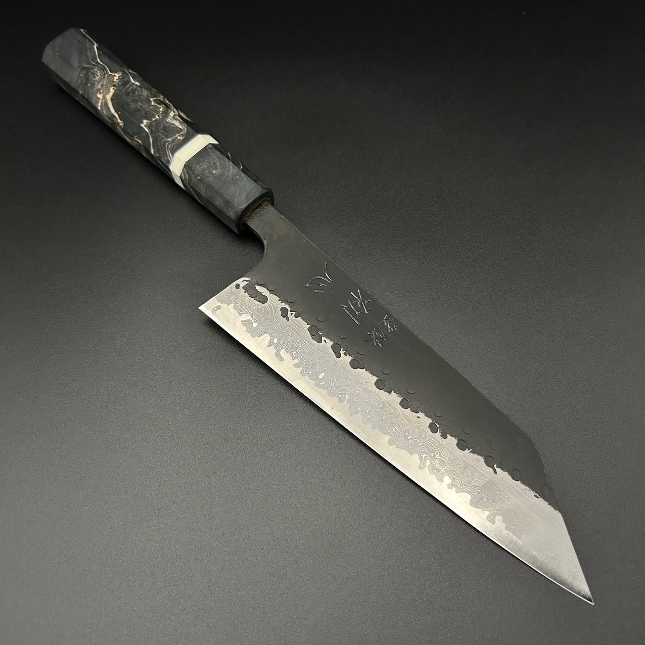 Bunka Super-Blue Damascus Maple Resin 165mm