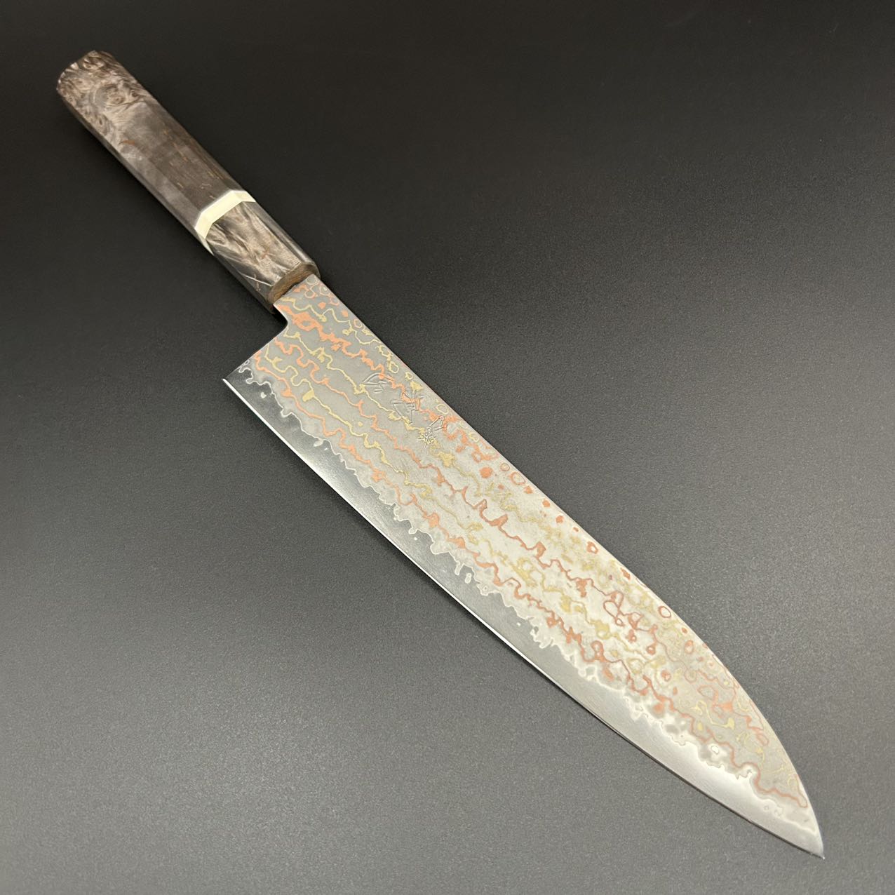 Gyuto Blue-2 Damascus Walnut-Resin 210mm