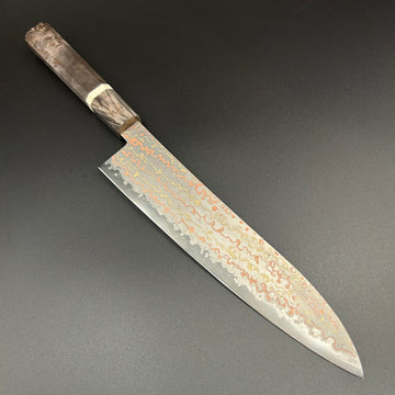 Gyuto Blue-2 Damascus Walnut-Resin 210mm