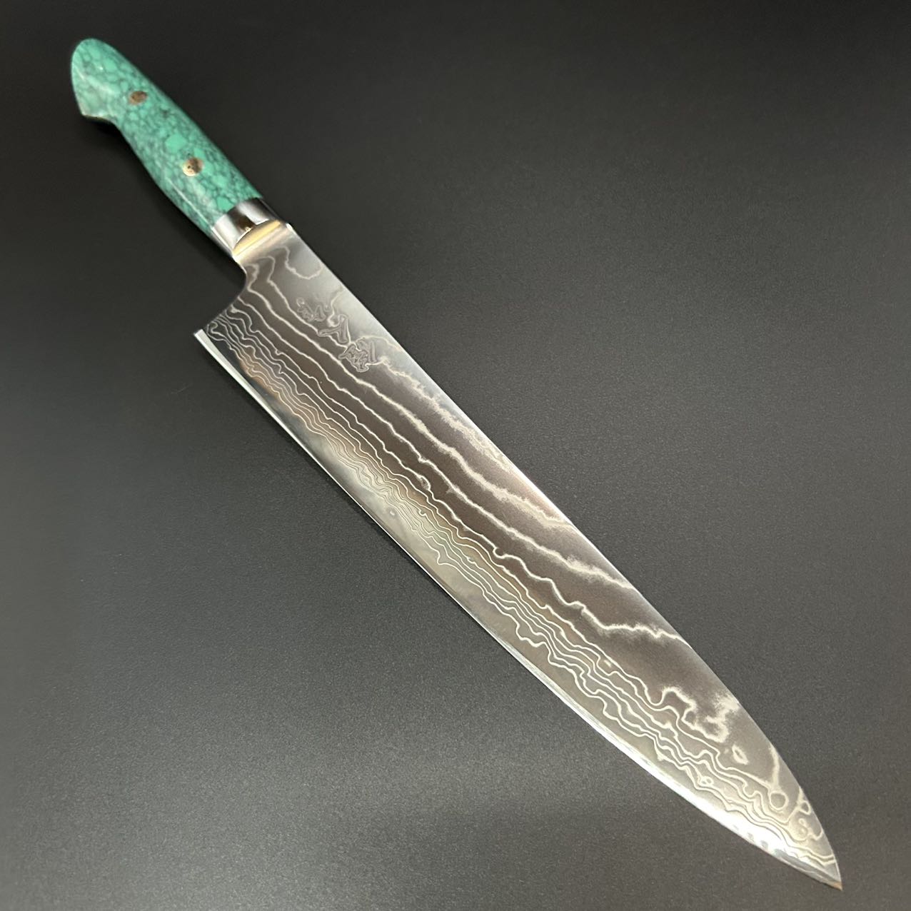 Gyuto CoSP Damascus Turquoise Western 240mm