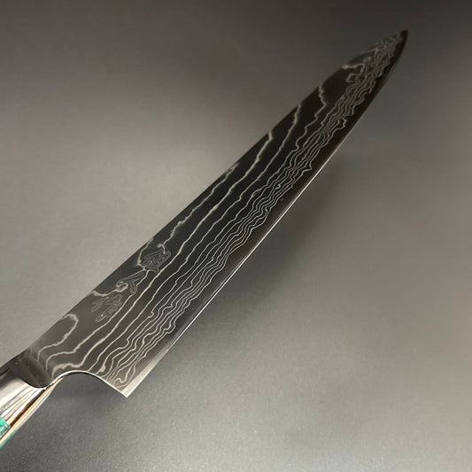 Gyuto CoSP Damascus Turquoise Western 240mm