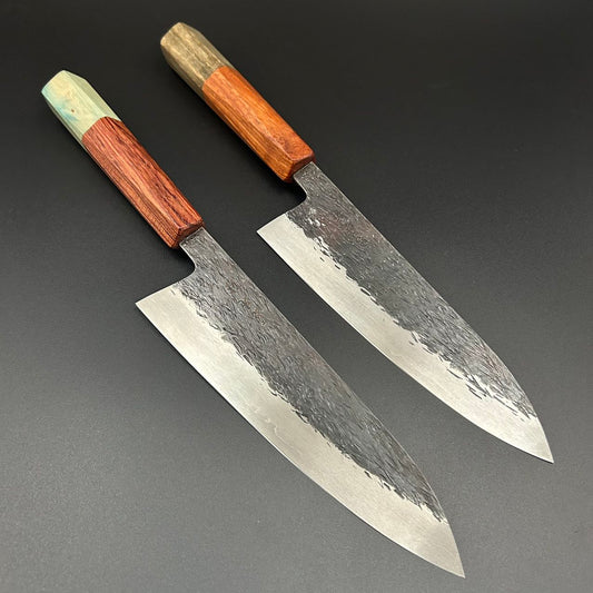 Gyuto Super-Blue Tsuchime Wood 180mm 2-Colors