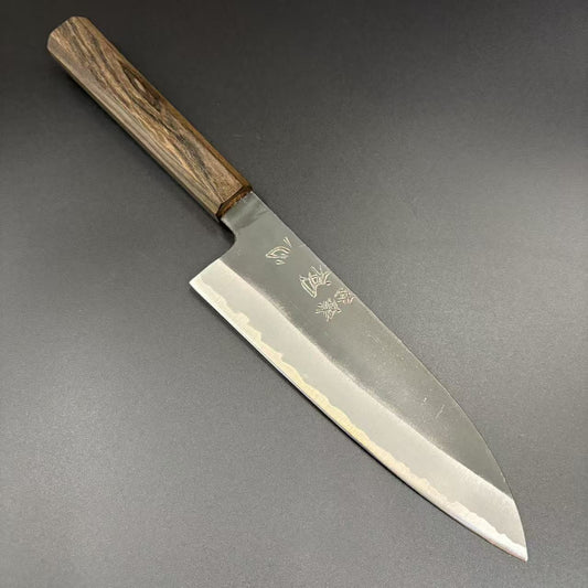 Santoku Blue-2 Kurouchi  Ebony 180mm 2-Handle-Type