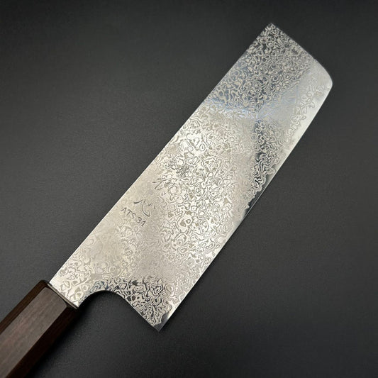 Nakiri ATS-34 Nickel Damascus Rosewood 170mm