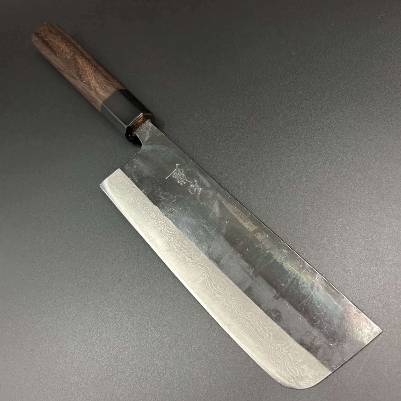 Nakiri Blue-2 Kurouchi Damascus Rosewood 165mm