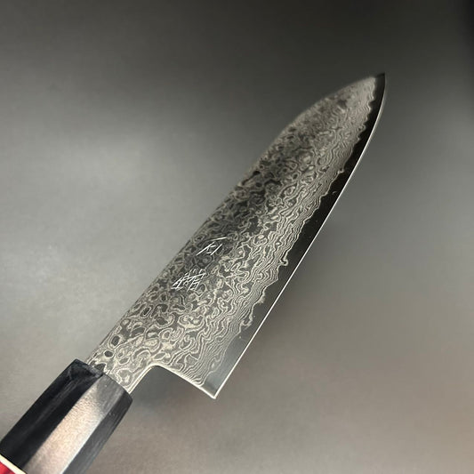 Santoku AUS-10 Damascus Wood 165mm