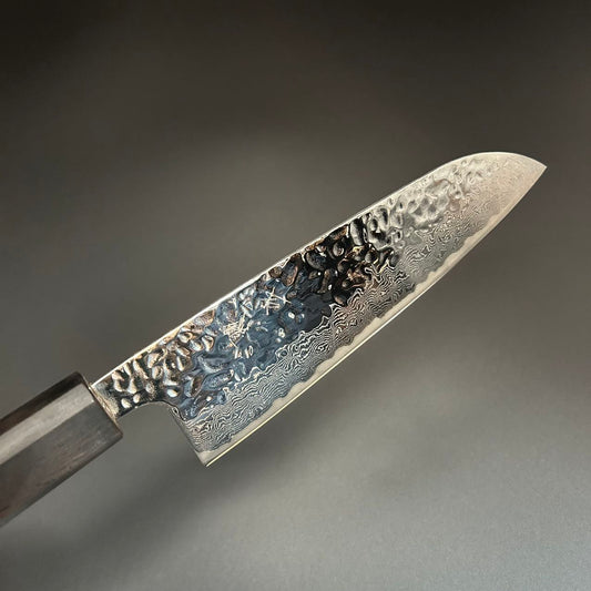 Santoku AUS-10 Tsuchime Damascus Rosewood 165mm