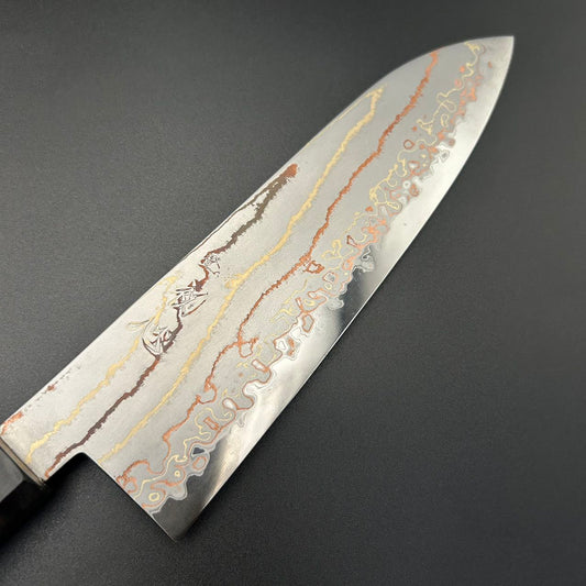 Santoku Blue-2 Damascus Walnut-Resin 180mm