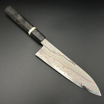 Santoku Blue-2 Damascus Walnut-Resin 180mm