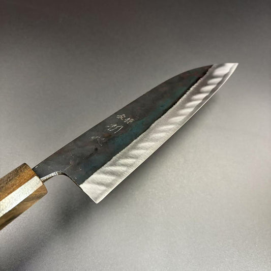 Santoku Blue-2 Kurouchi Rosewood 165mm