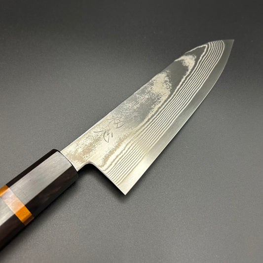 Santoku Silver-3 Nickel Damascus Rosewood 180mm