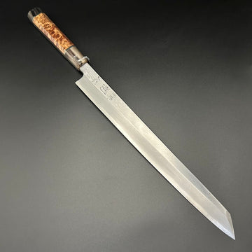 Yanagiba Blue steel #1 Suminagashi Damascus Rosewood White Buffalo 300mm