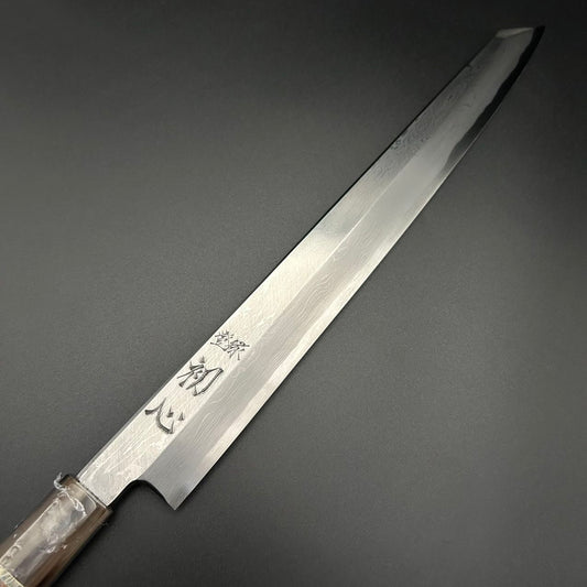 Yanagiba Blue steel #1 Suminagashi Damascus Rosewood White Buffalo 300mm