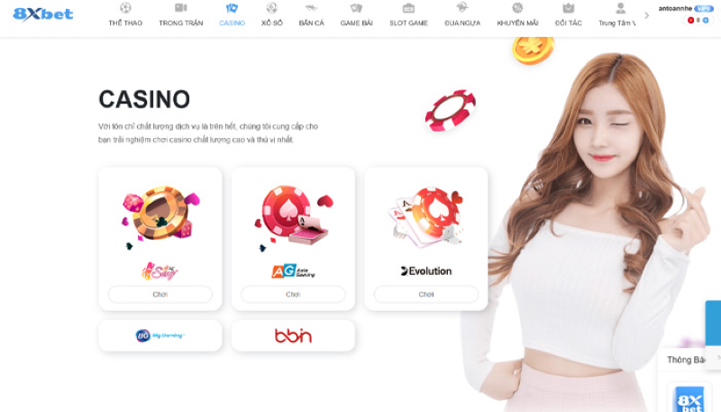 Giới thiệu sảnh chơi casino tại nhà cacsi 8xbet