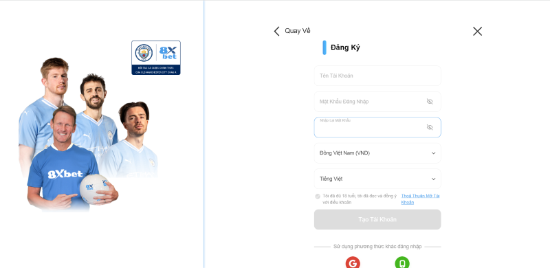 Hướng dẫn đăng ký, đăng nhập 8xbet cho tân thủ