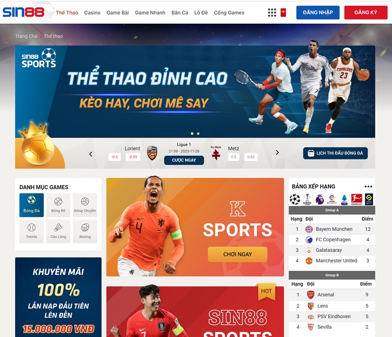 Sảnh thể thao Sin88