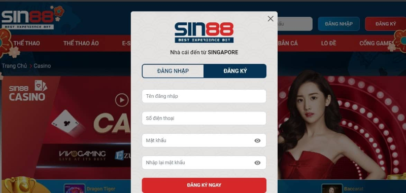 Các thao tác cá cược tại Sin88
